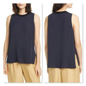 NEW! Vince Textured 100% Silk Tank - size XS in Coastal (Navy Blue)